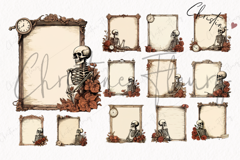 vintage-goth-skeleton-frame-clipart