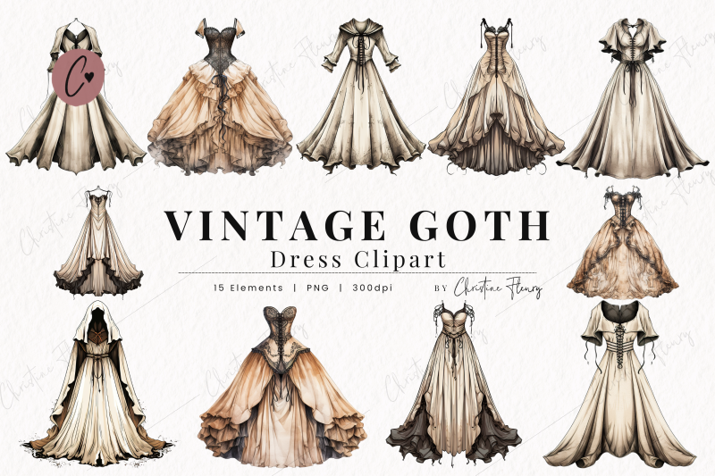 vintage-goth-dress-clipart