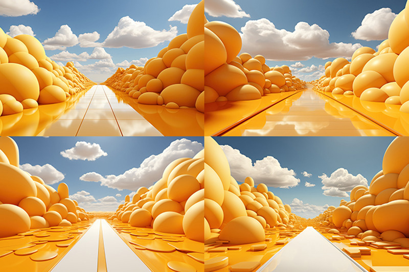 there-is-a-picture-of-a-yellow-road-with-many-yellow-balls