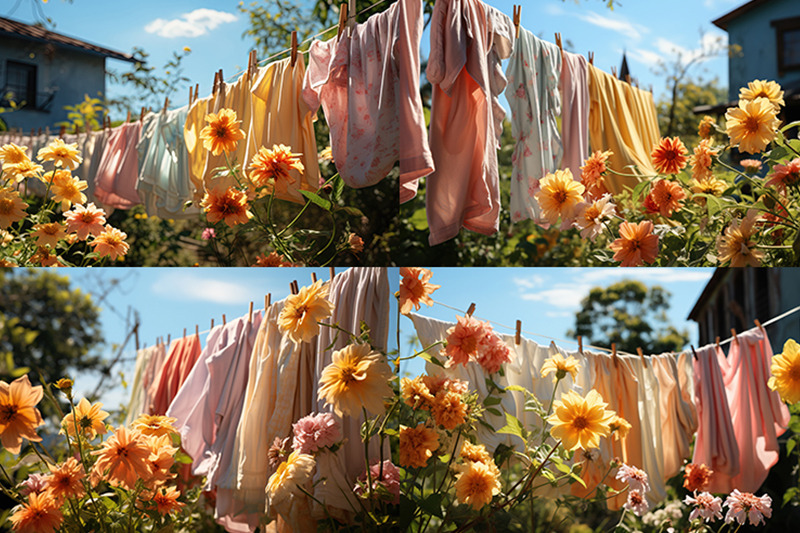 a-close-up-of-a-bunch-of-clothes-hanging-on-a-clothes-line