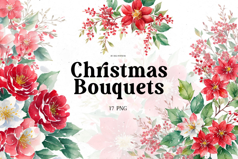 christmas-bouquets-watercolor-bundle-png-cliparts