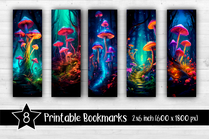 magic-mushrooms-bookmarks-printable-2x6-inch