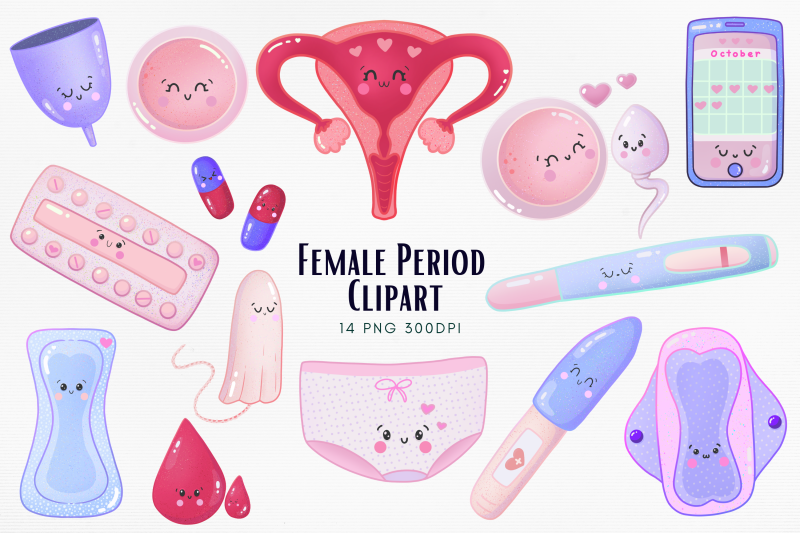 female-period-png-bundle-woman-health-clipart