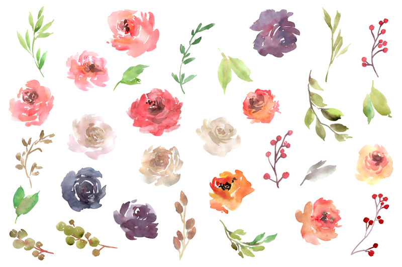 watercolor-pink-blue-white-roses