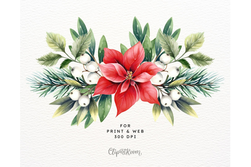 christmas-watercolor-poinsettia-flower