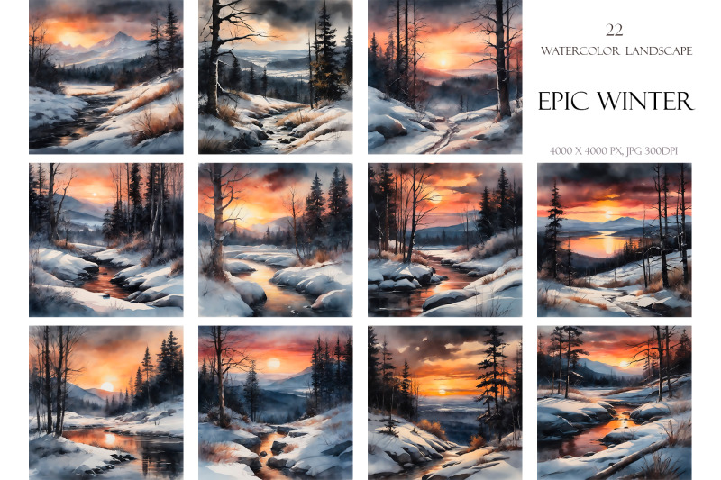 watercolor-dark-winter-landscapes