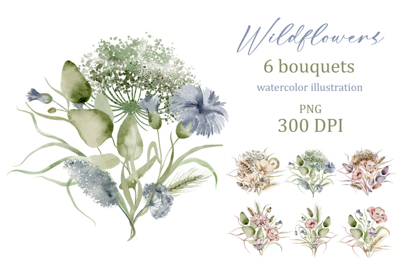 wildflowers-watercolor-bouquets-6-png-items