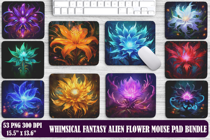 whimsical-fantasy-alien-flower-mouse-pad