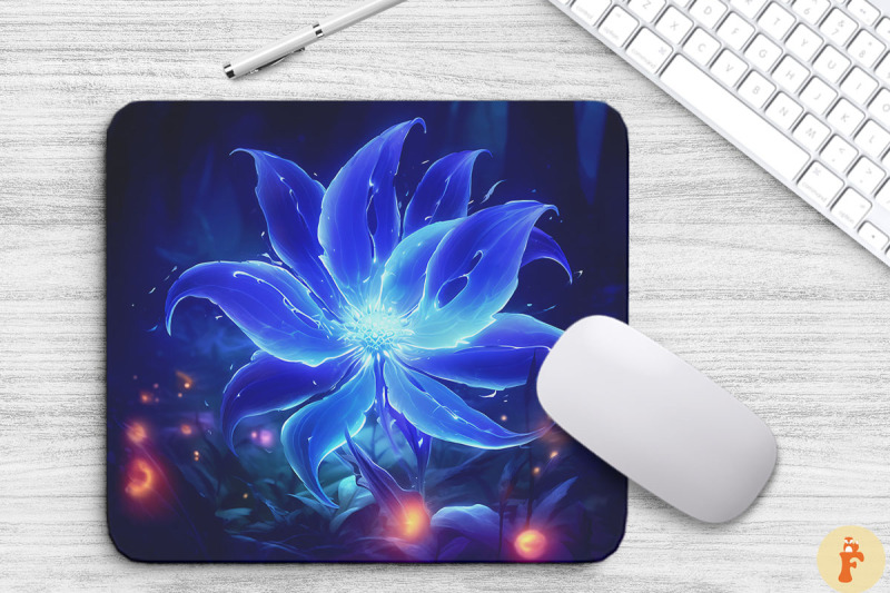 whimsical-alien-blue-flower-mouse-pad