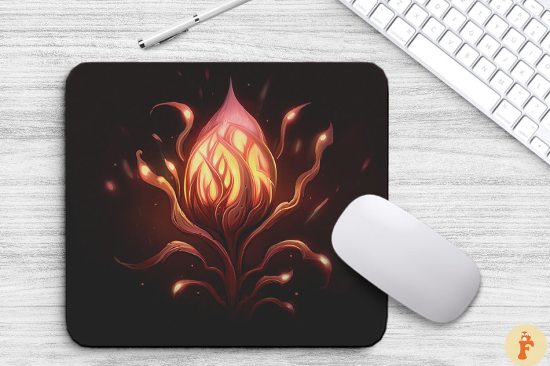 whimsical-alien-brown-flower-mouse-pad