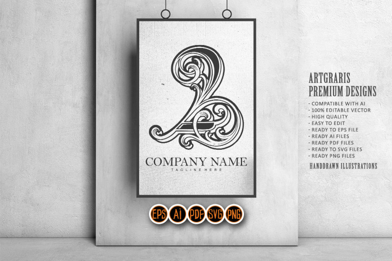 elegant-number-2-monogram-logo-monochrome