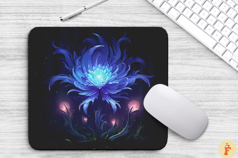 whimsical-alien-indigo-flower-mouse-pad