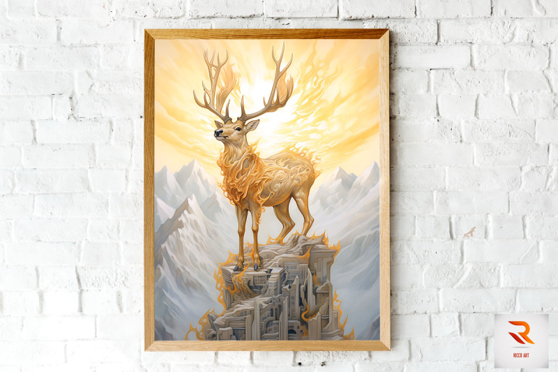 golden-fantasy-deer-wall-art