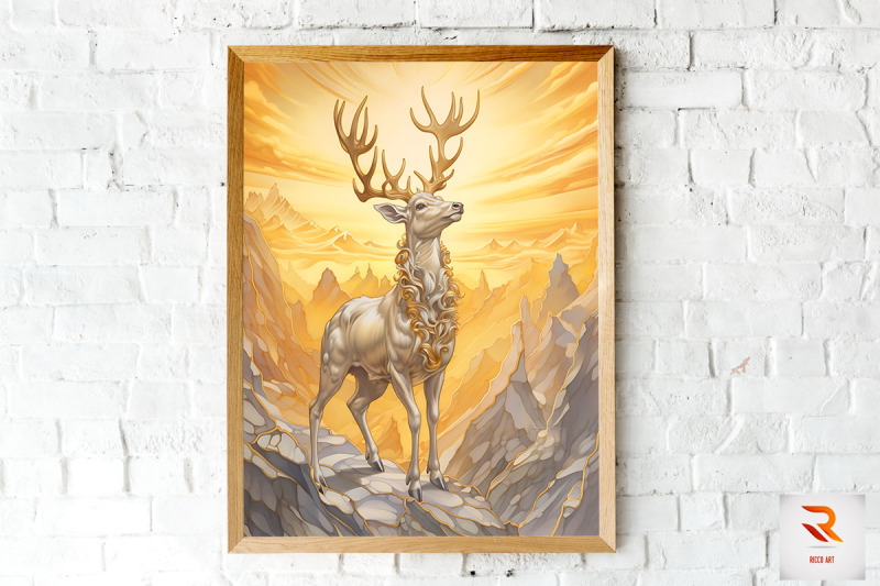 golden-fantasy-deer-wall-art