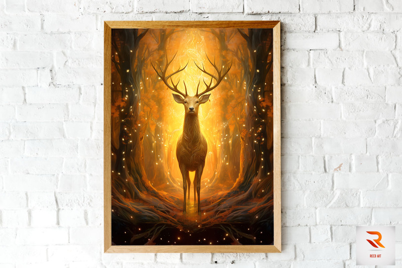 beautiful-radiating-deer-wall-art