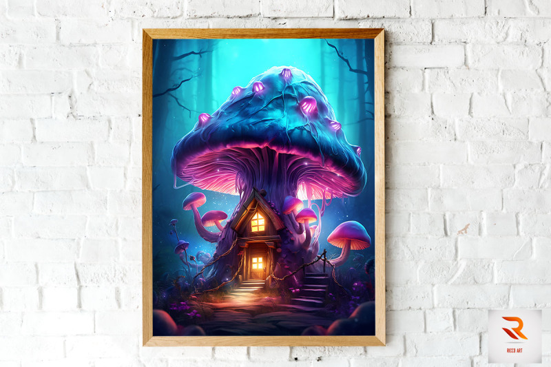 mushroom-house-in-the-forest-wall-art