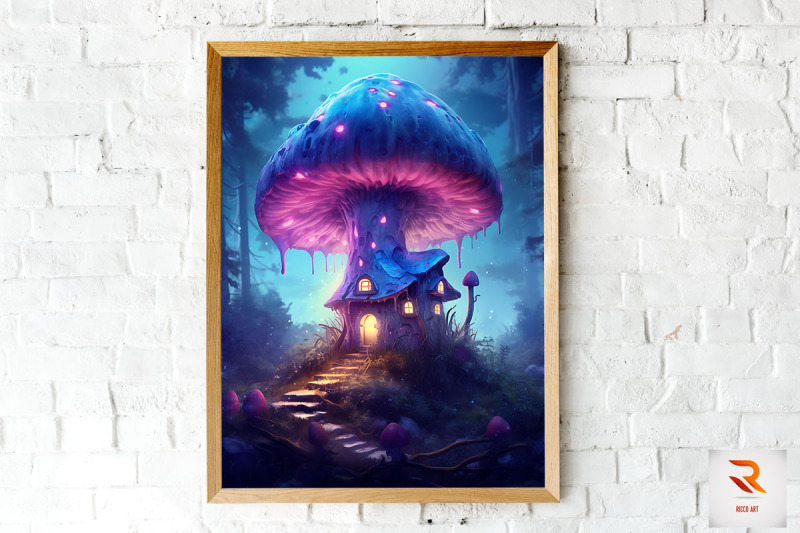 mushroom-house-in-the-forest-wall-art