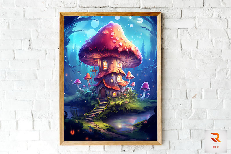 fantasy-fairy-mushroom-house-wall-art