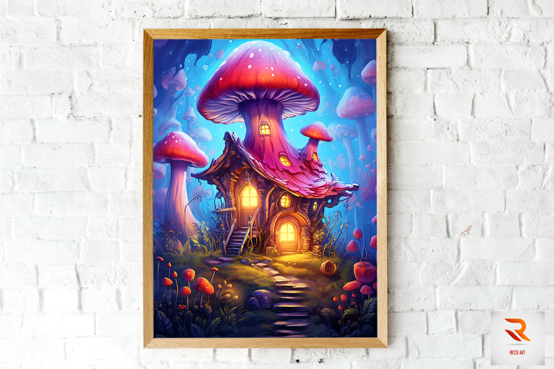 fantasy-fairy-mushroom-house-wall-art