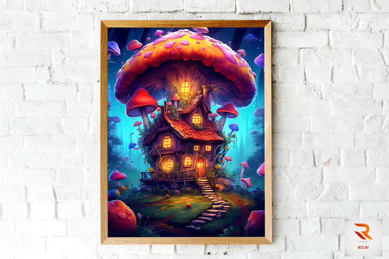 fantasy-fairy-mushroom-house-wall-art