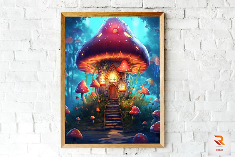 fantasy-fairy-mushroom-house-wall-art