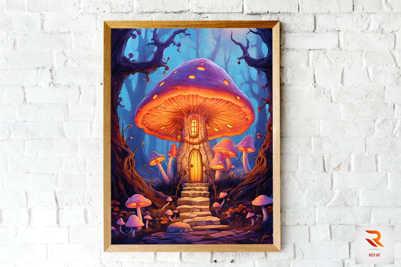 fantasy-fairy-mushroom-house-wall-art