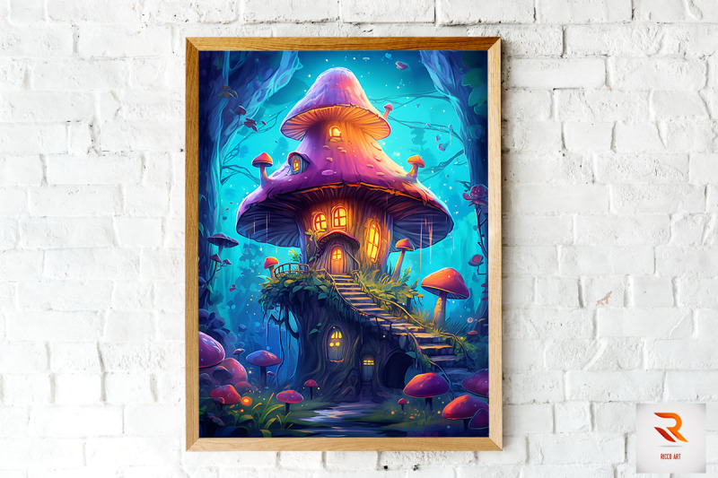 fantasy-fairy-mushroom-house-wall-art