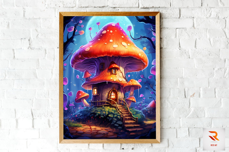 fantasy-fairy-mushroom-house-wall-art