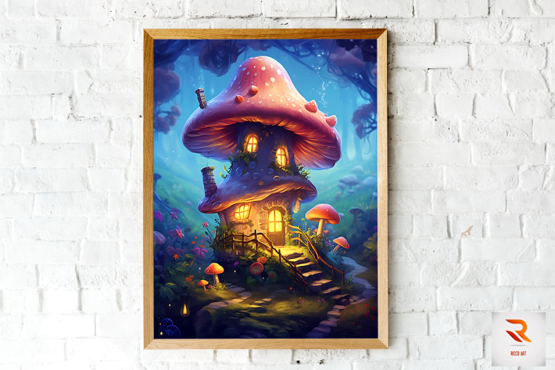 fantasy-fairy-mushroom-house-wall-art