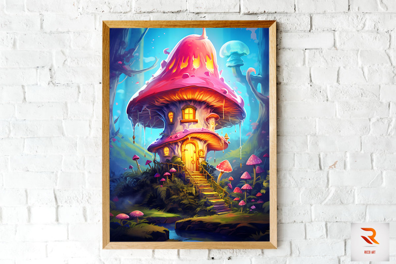 fantasy-fairy-mushroom-house-wall-art