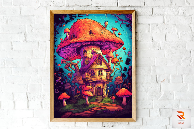 magical-mushroom-house-wall-art