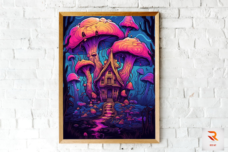 magical-mushroom-house-wall-art