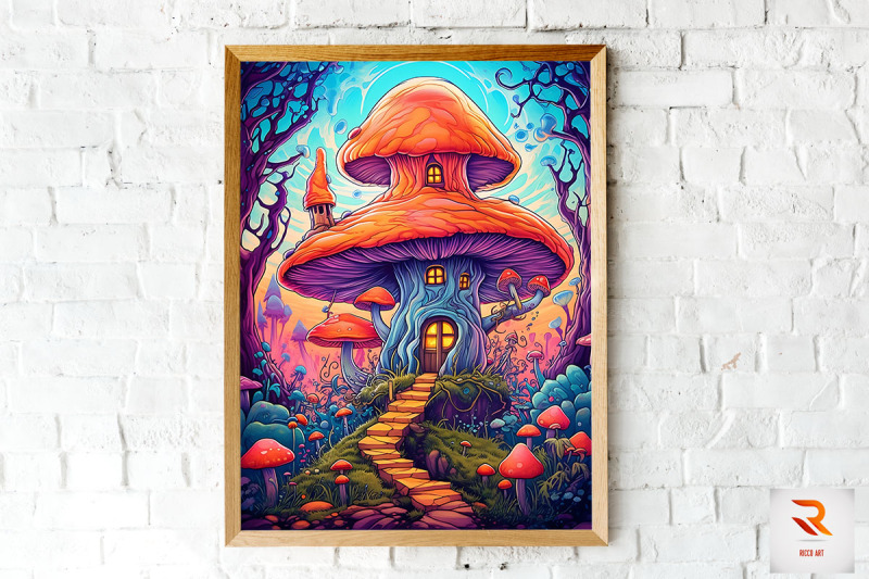 magical-mushroom-house-wall-art