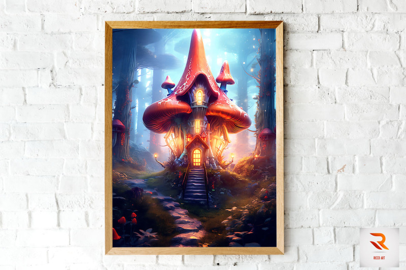 magical-mushroom-house-wall-art