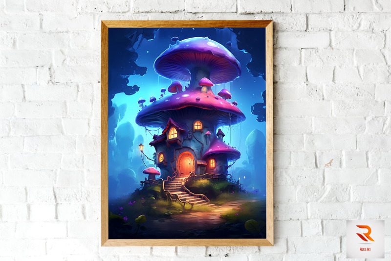 magical-mushroom-house-wall-art