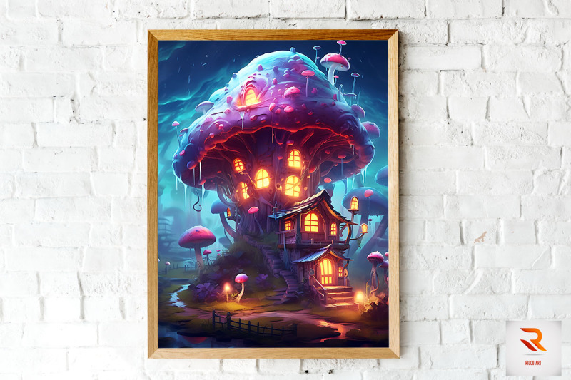 magical-mushroom-house-wall-art