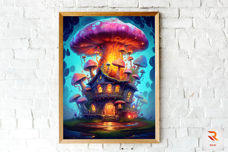 magical-mushroom-house-wall-art