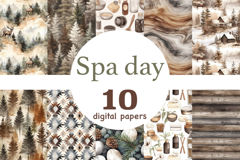 spa-day-digital-paper-cozy-winter-pattern