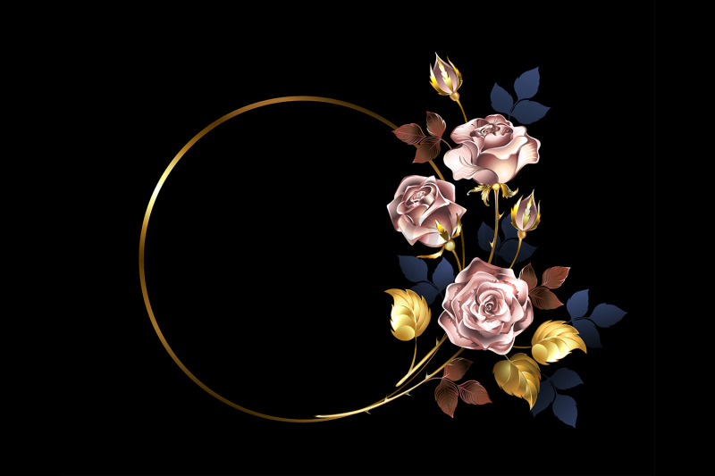 round-frame-with-pink-gold-roses