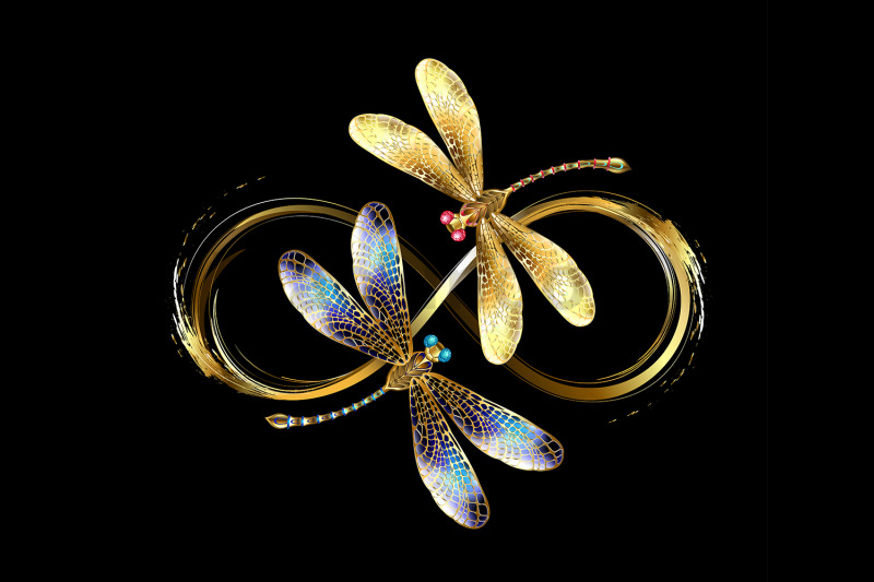 infinity-with-two-golden-dragonflies