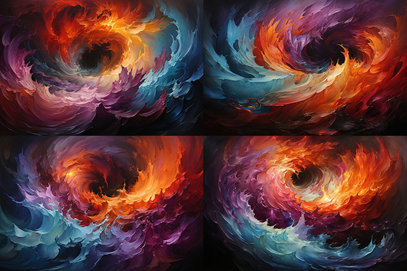 painting-of-a-colorful-swirl-of-paint-on-a-black-background