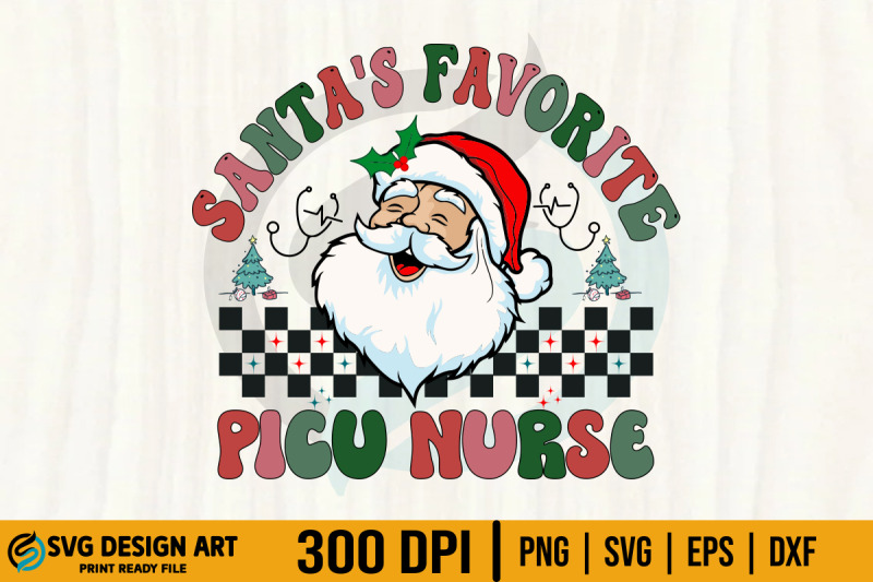 christmas-picu-nurse-svg-santas-favorite-retro-t-shirt