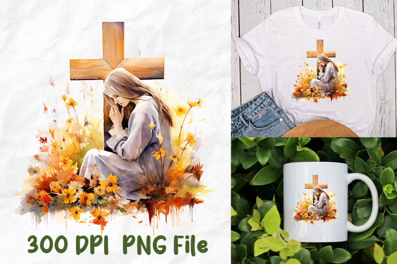 jesus-christ-girl-prayer-cross-fall-leaf