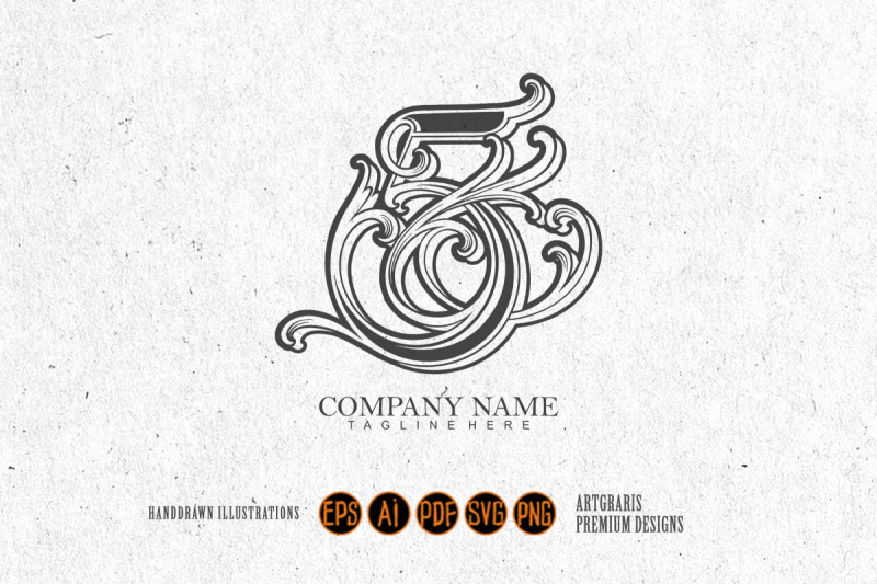 vintage-elegance-number-5-monogram-logo-outline