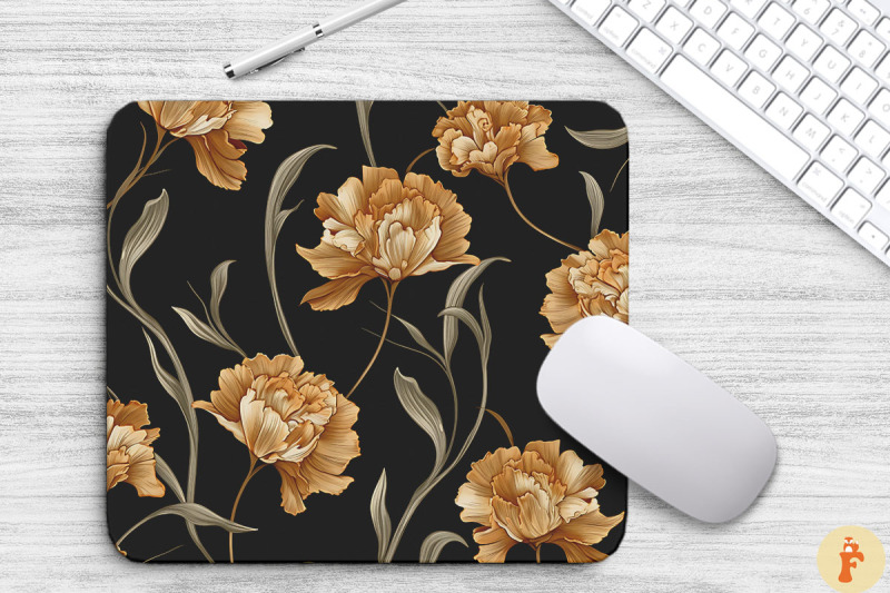 elengant-gold-carnation-floral-mouse-pad