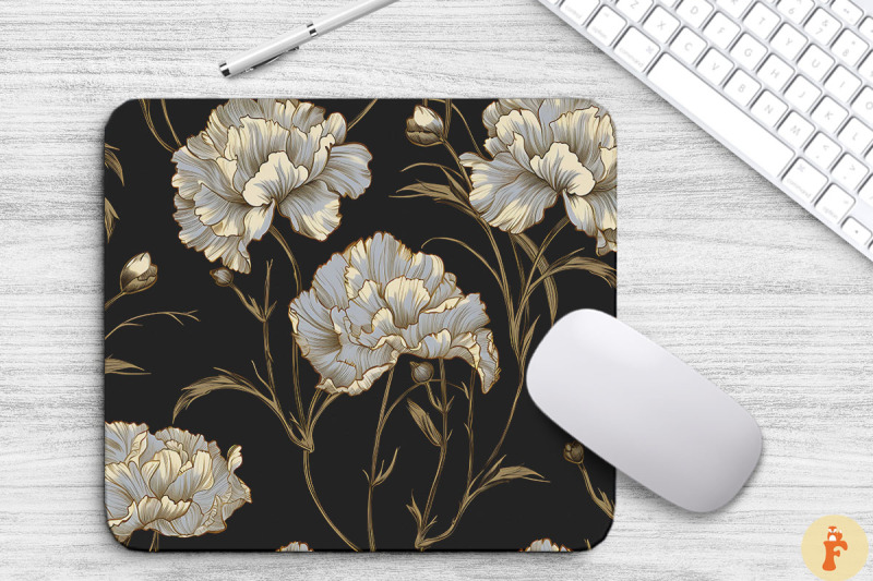 elengant-gold-carnation-floral-mouse-pad