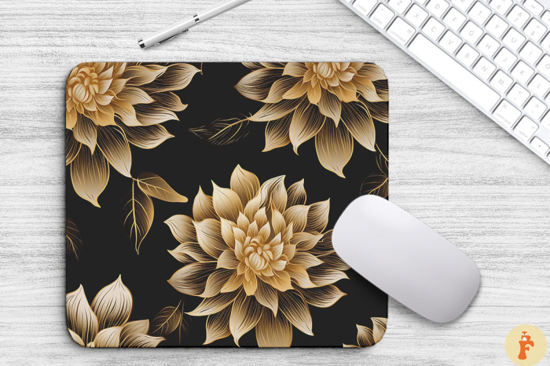 elengant-gold-dahlia-floral-mouse-pad