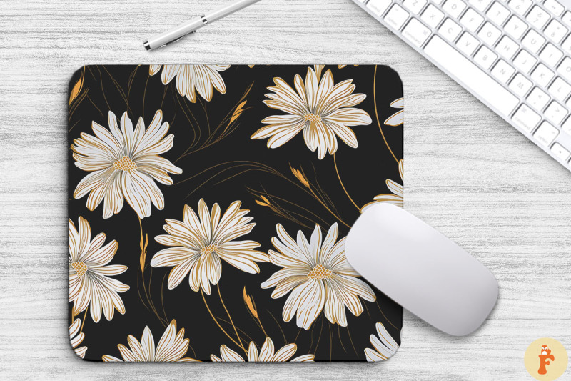 elengant-gold-daisy-floral-mouse-pad