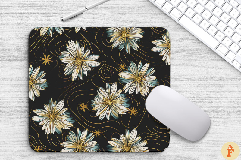 elengant-gold-daisy-floral-mouse-pad