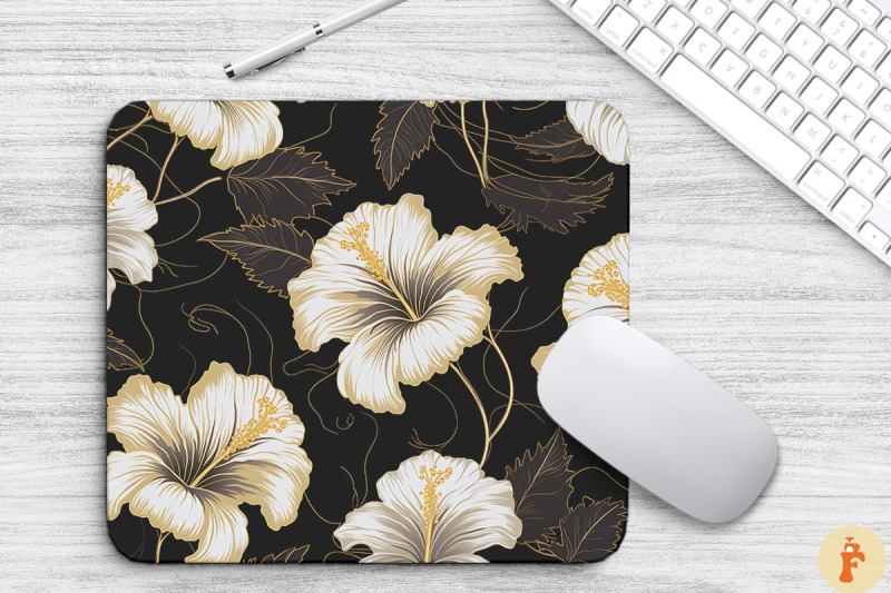 elengant-gold-hibiscus-floral-mouse-pad